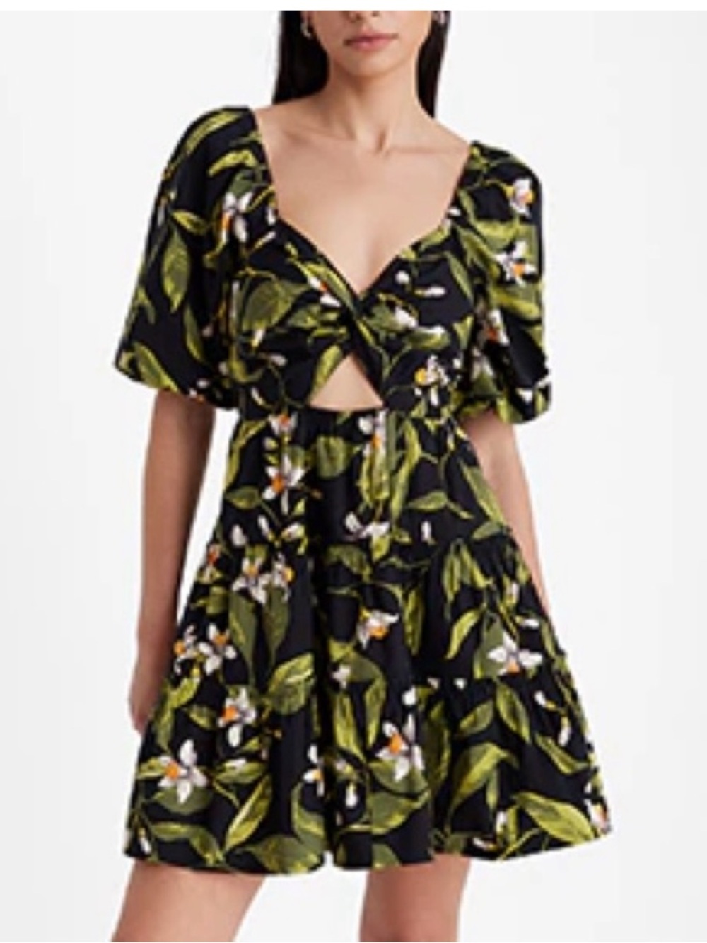 Express tropical mini dress with cut out size xl